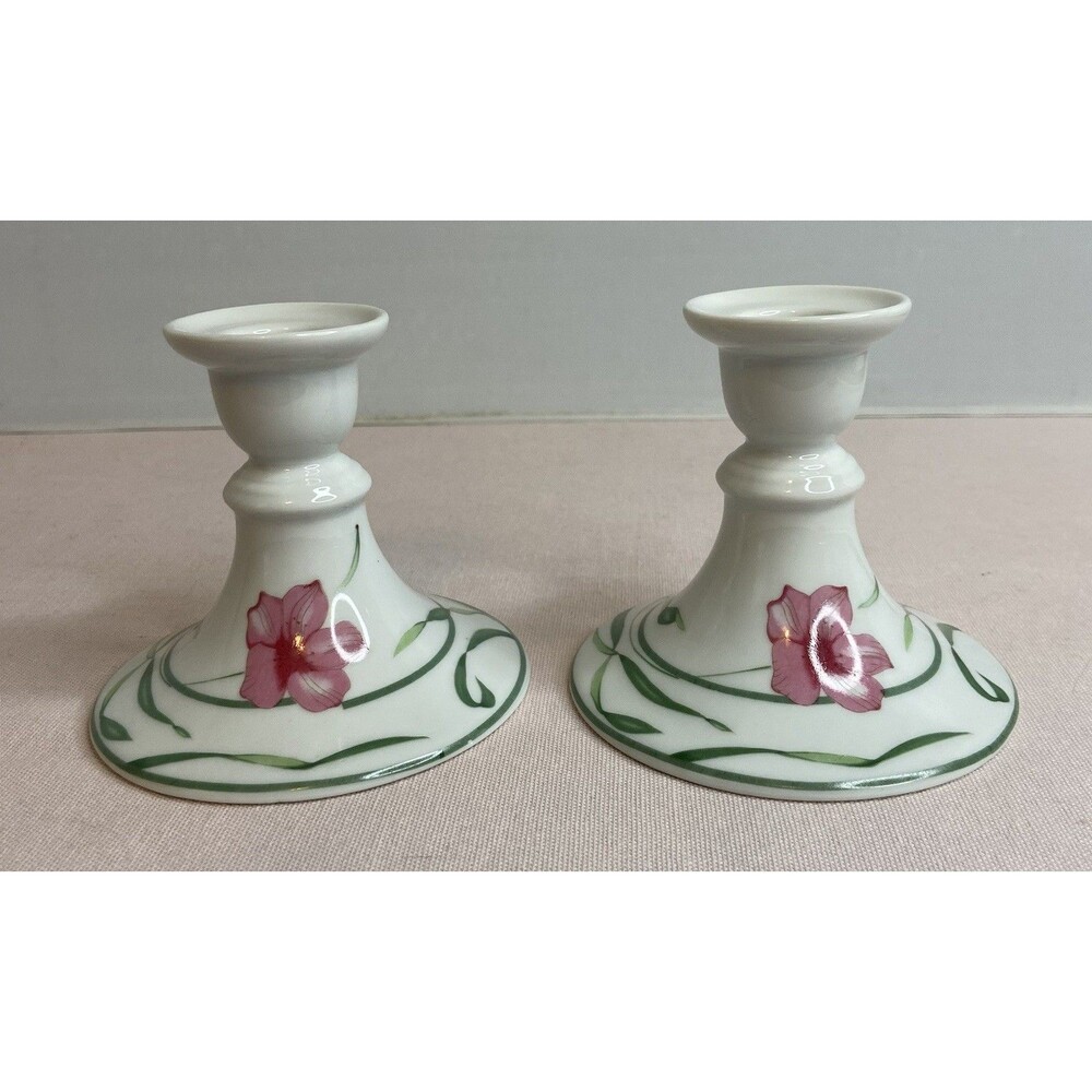 SET OF 2 JACQUELINE TOSCANY CANDLE HOLDERS
